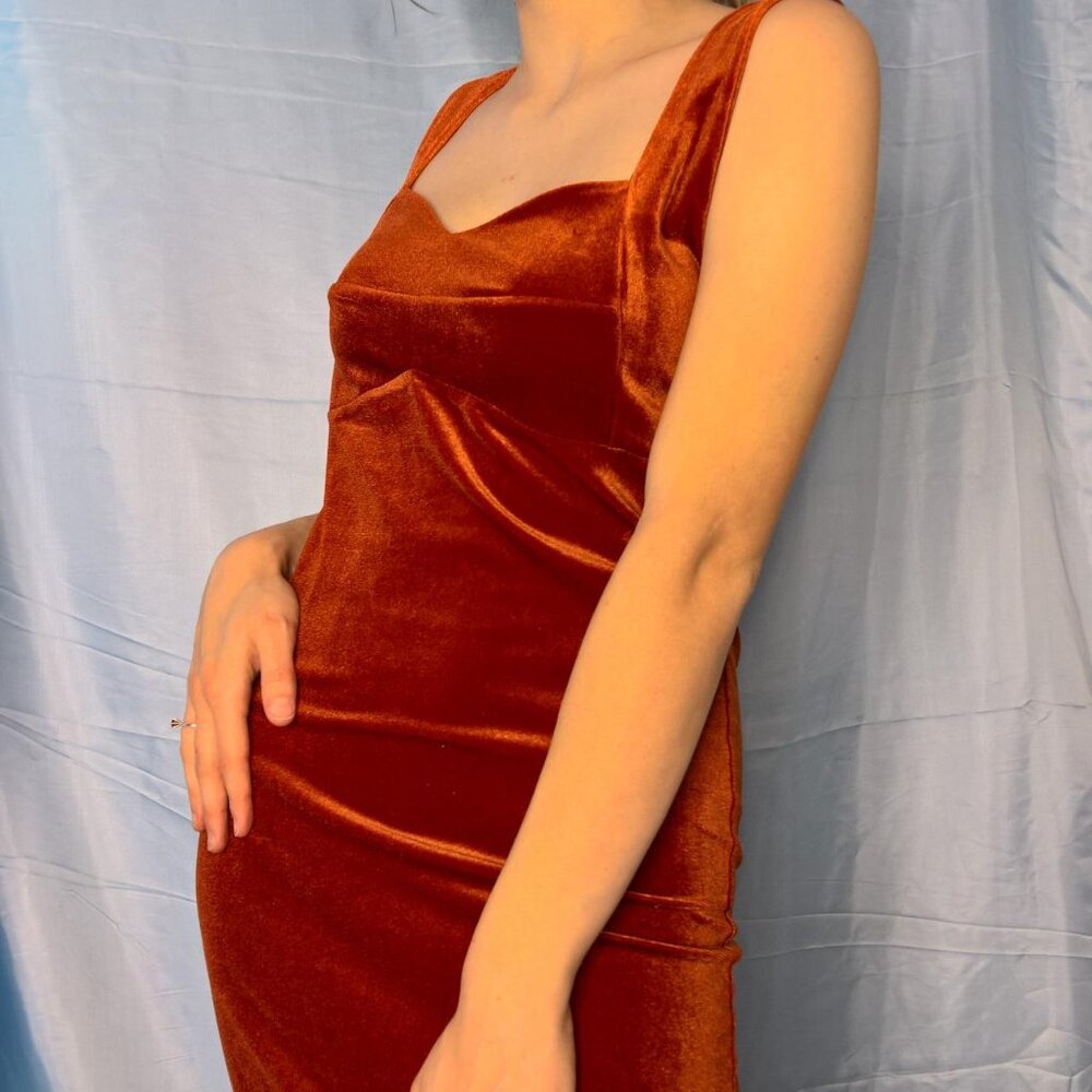 Forever 21 Burnt Orange Velvet Dress